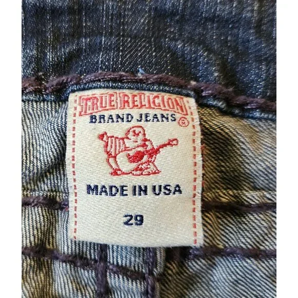 True Religion Julie Super T Jeans Womens 29 Dark Wash Thick Purple Stitch Y2K - Picture 12 of 15